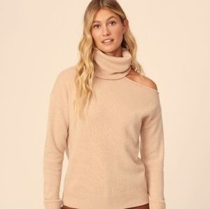 PAIGE Blush One-Shoulder Turtleneck Sweater